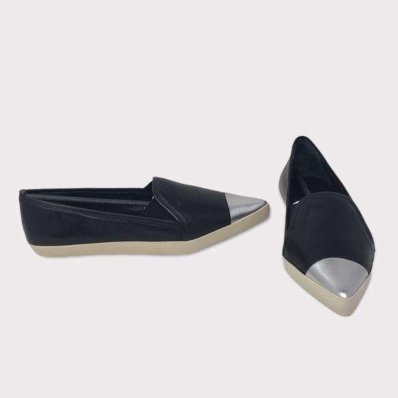 Saint & Libertine NWT Flat Loafer Sneaker Leather Black & Silver Size 6 - Picture 9 of 13
